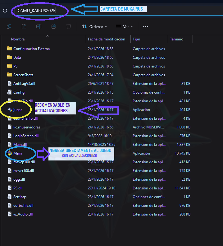 Carpeta del Juego Mu Kairus